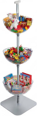 Azar Displays 751603 3-Tier Bowl Organizer - Floor Standing Tiered Bowls with Rack & Flat Base - Mobile Product Display Stand