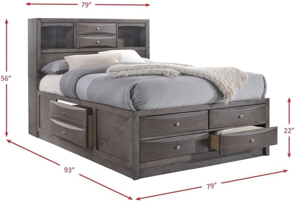 Picket House Furnishings Madison King Storage 6 Piece Bedroom Set in Gray