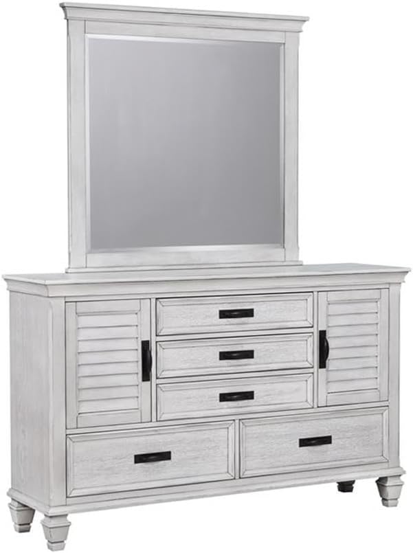 Coaster Franco California King Bed 4-Piece Set, Distressed White