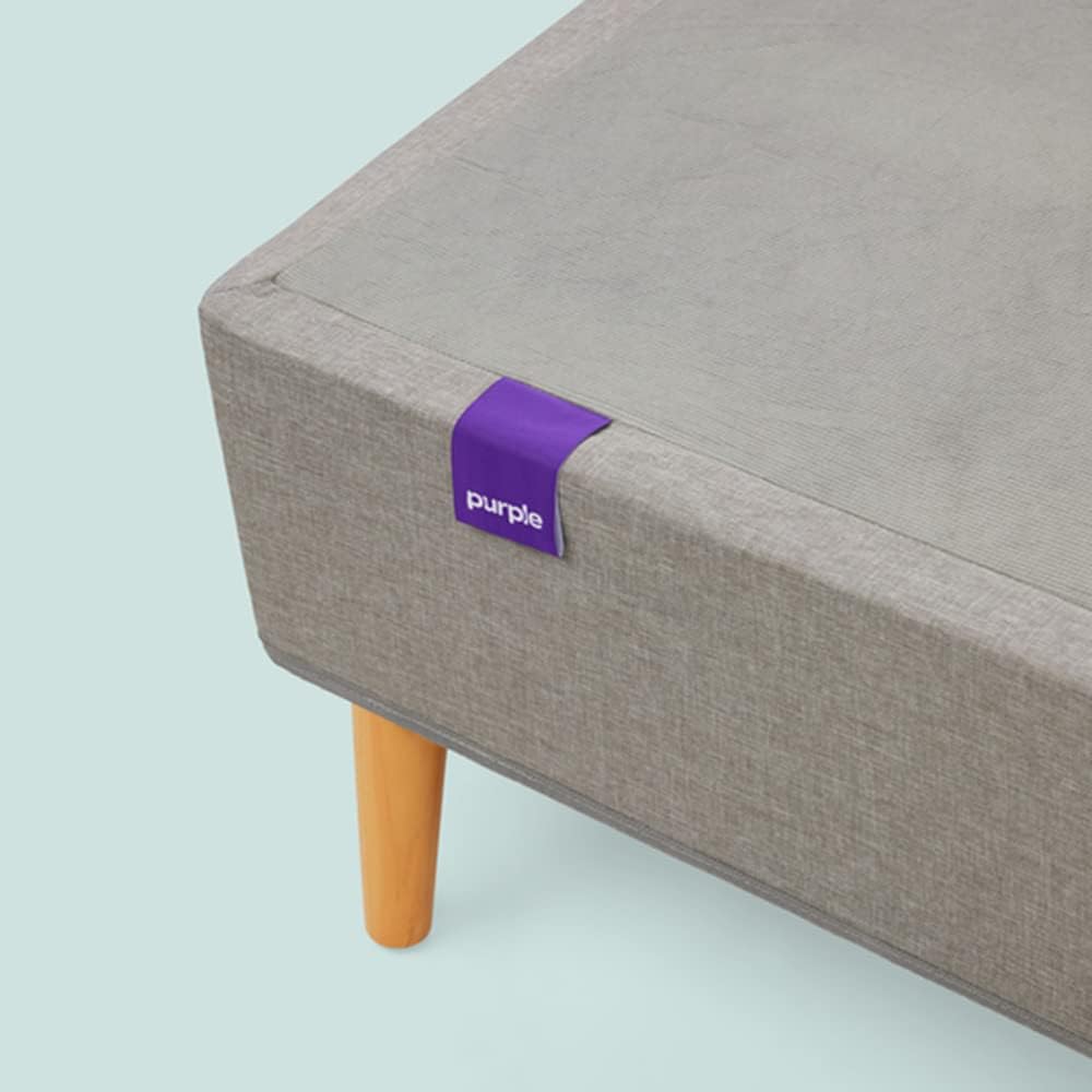 Purple Headboard - Queen Size - Grey Upholstered Platform Bed Frame with Tapered Wooden Legs - Durable, Easy Assembly - Versatile Style for Any Bedroom Décor