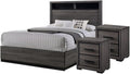 Furniture of America FOA Drummond 3-Piece Gray Wood Panel Bedroom Set - King + 2 Nightstands