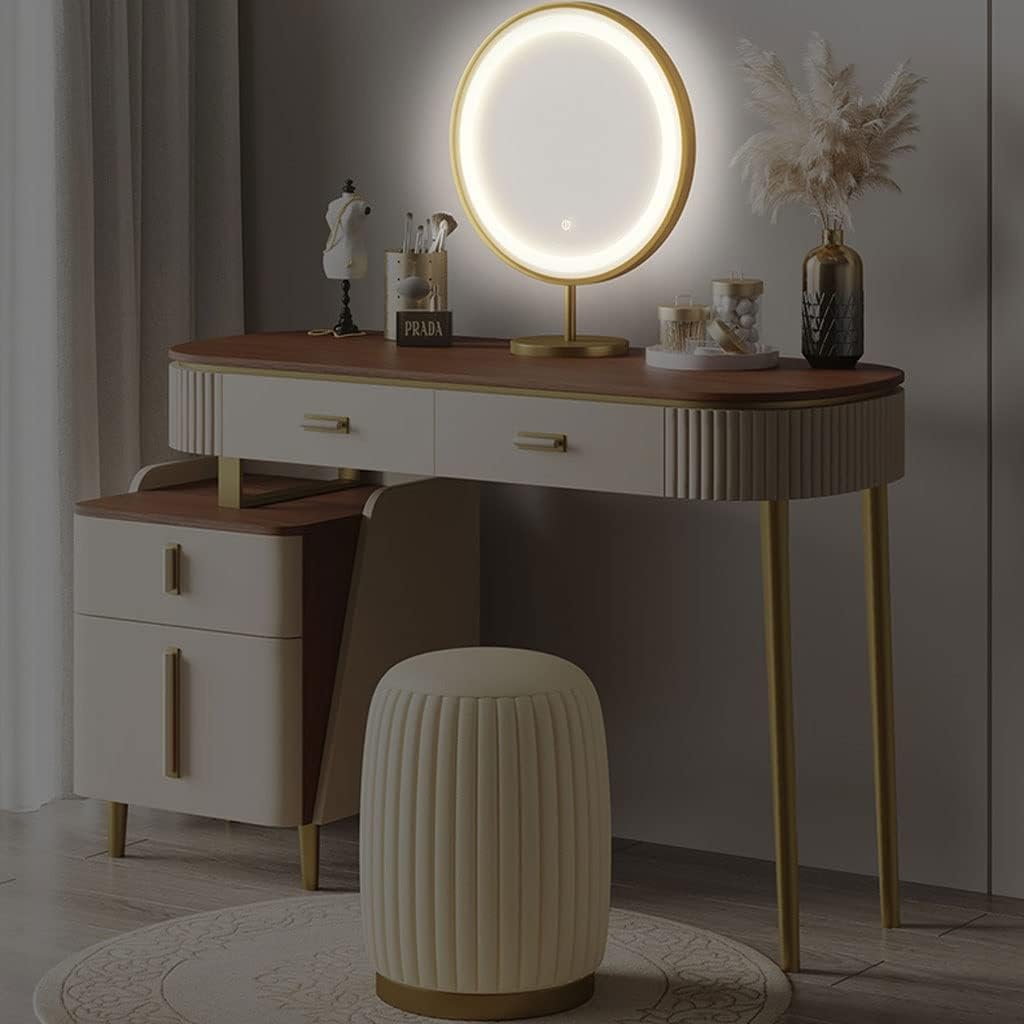 Vanity Benches Vanity Table Set with Light Mirror Modern Dressing Table for Bedroom Women Dressing Table Multifunctional Table (Color : A, Size : L100cm)