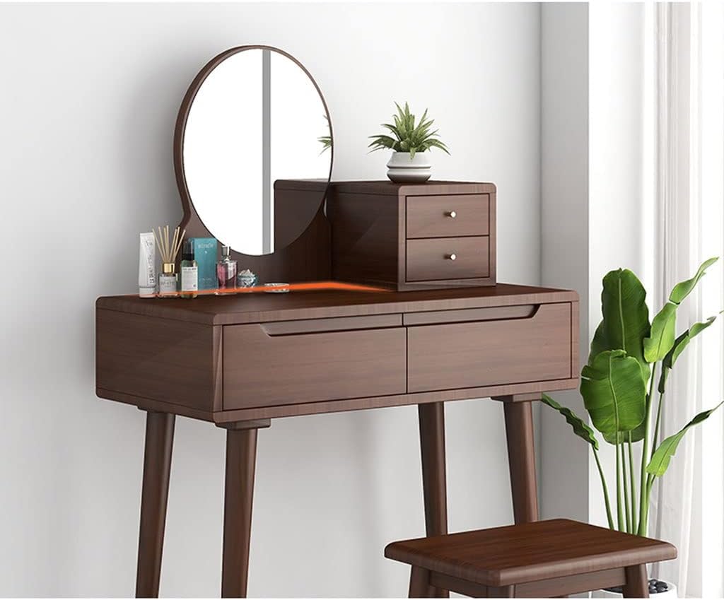Vanity Benches Dressing Table with Lamp and Mirror Integrated Modern Minimalist Dressing Table Small Apartment Bedroom Makeup Table (Color : A)