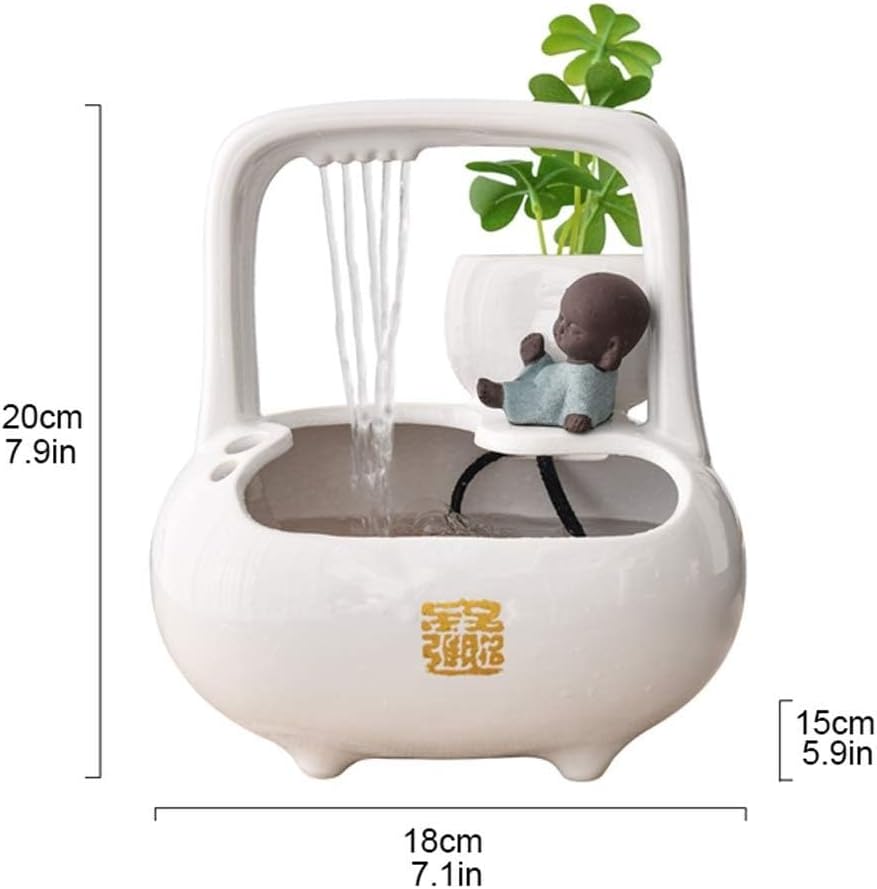 Small Indoor Water Fountain Water Features Outdoor Tabletop Fountain Ceramic Indoor Tabletop Fountain Home Office Zen Decoration Fountain Electric Pump