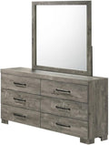 BEST QUALITY FURNITURE TM THE BEST CHOICE FOR YOUR HOME Modern Dresser with Mirror Set – Horizontal 6-Drawer Dresser and Mirror in Antique Gray Laminate Finish