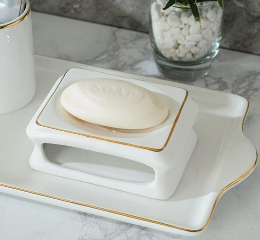 Vanity Bathroom Decor, Bathroom Accessories Set Ceramic Housewares European Style Bath Set Creative Bath Ornament for Gift Housewarming Gift(5pcs)