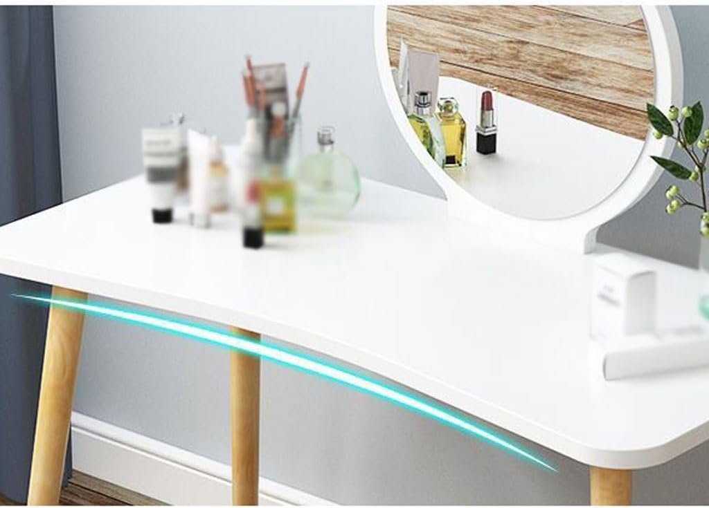 FEELIN Makeup Vanity Simple Dressing Table with Makeup Mirror for Bedroom Mini Dressing Table Modern Small Apartment Desk Workbench Vanities for Makeup