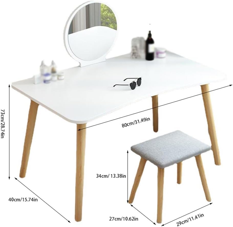 Vanity Mirror with Lights Simple Dressing Table with Makeup Mirror for Bedroom Mini Dressing Table Modern Small Apartment Desk Workbench Vanity Makeup Table Desk for Bedroom