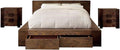 Furniture of America FOA Elbert I 3pc Natural Tone Solid Wood Bedroom Set - King + 2 Nightstands