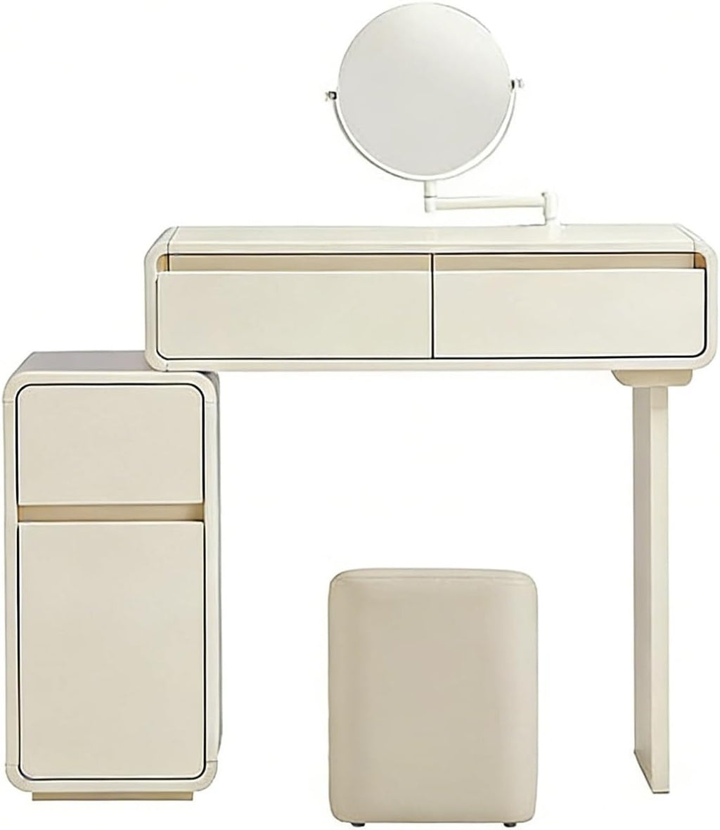 Compact Vanity Narrow Vanity with Mirror Drawer Cabinet New Roman Design for Bedroom Corner Space Saving