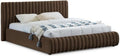 Pemberly Row Contemporary Queen Bed, 74' W x 91' D x 38' H, Rich Brown Velvet Upholstery, Deep Channel Tufting, Padded Headboard, Modern Style Bedroom Furniture, Elegant Design
