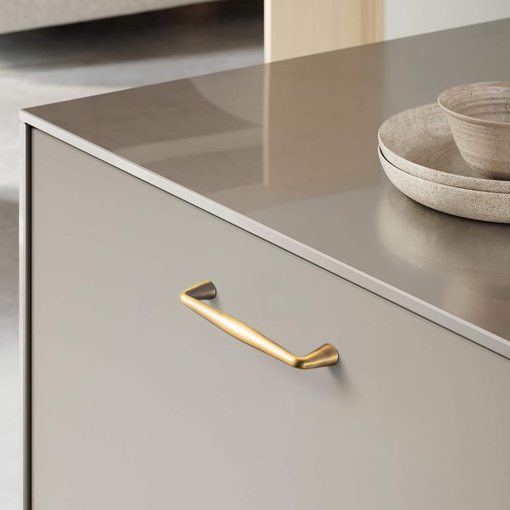 Goo-Ki Brushed Brass Bronze Zinc Alloy Cabinet Handles - 12.6''(320mm) Hole Center Affordable Luxury Cabinet Pull Hardware for Bedroom, Kitchen, 6 Pack……
