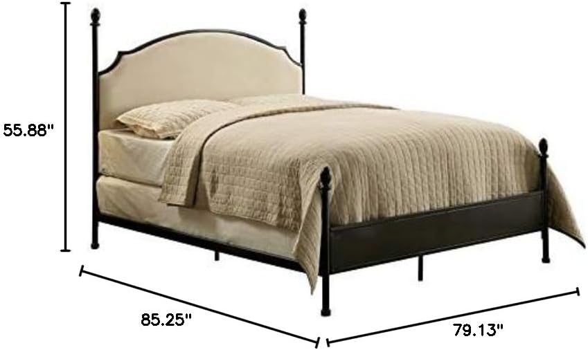 Furniture of America Freila Metal King Poster Panel Bed in Silver Gun Metal