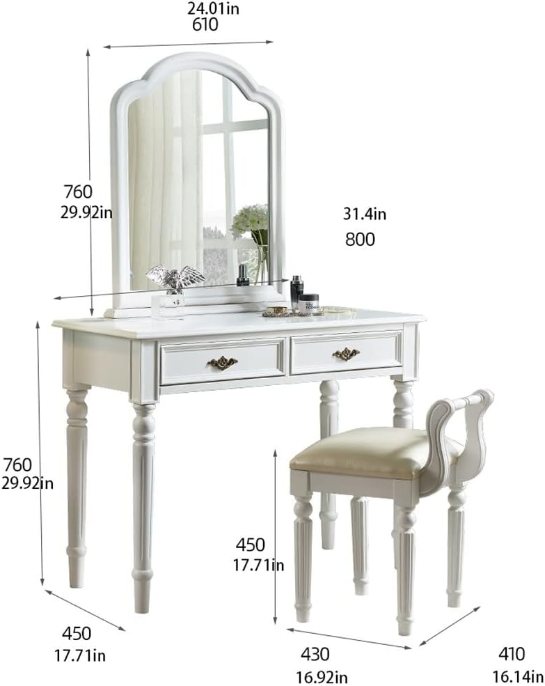 Vanity Benches Vanity Table Set Bedroom Minimalist Makeup Desk with Two Storage Cabinets Table Modern Women Dresser Table (Color : A)