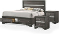 Furniture of America FOA Laren Contemporary 3-Piece Gray Wood Bedroom Set - King + 2 Nightstands