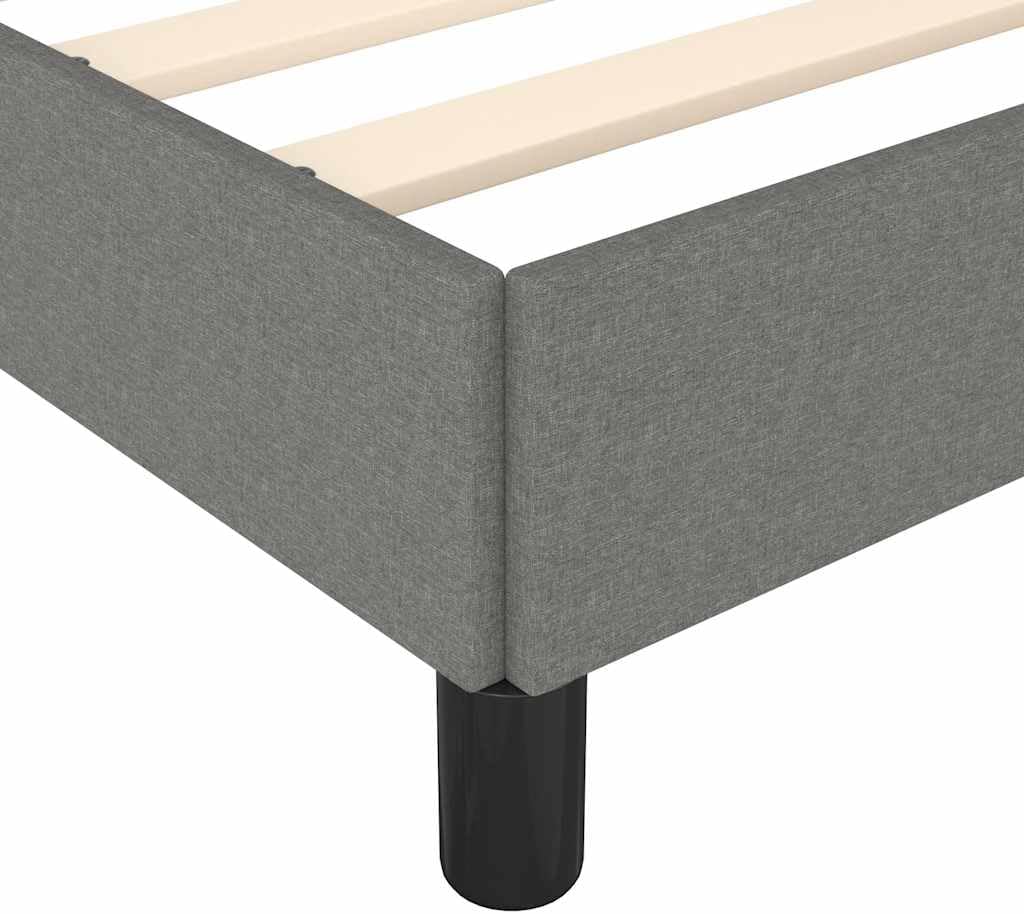 Twin Bed Frame Dark Gray Upholstered Platform Bed Frame with Slatted Base No Box Spring Needed Sturdy Fabric Bedframe for Bedroom Furniture