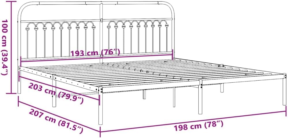 White Steel Full Bed Frame with Headboard, Rectangular Traditional Design, Sturdy Metal Construction and Easy Assembly, 4-Piece Bed Frame Set for Bedroom