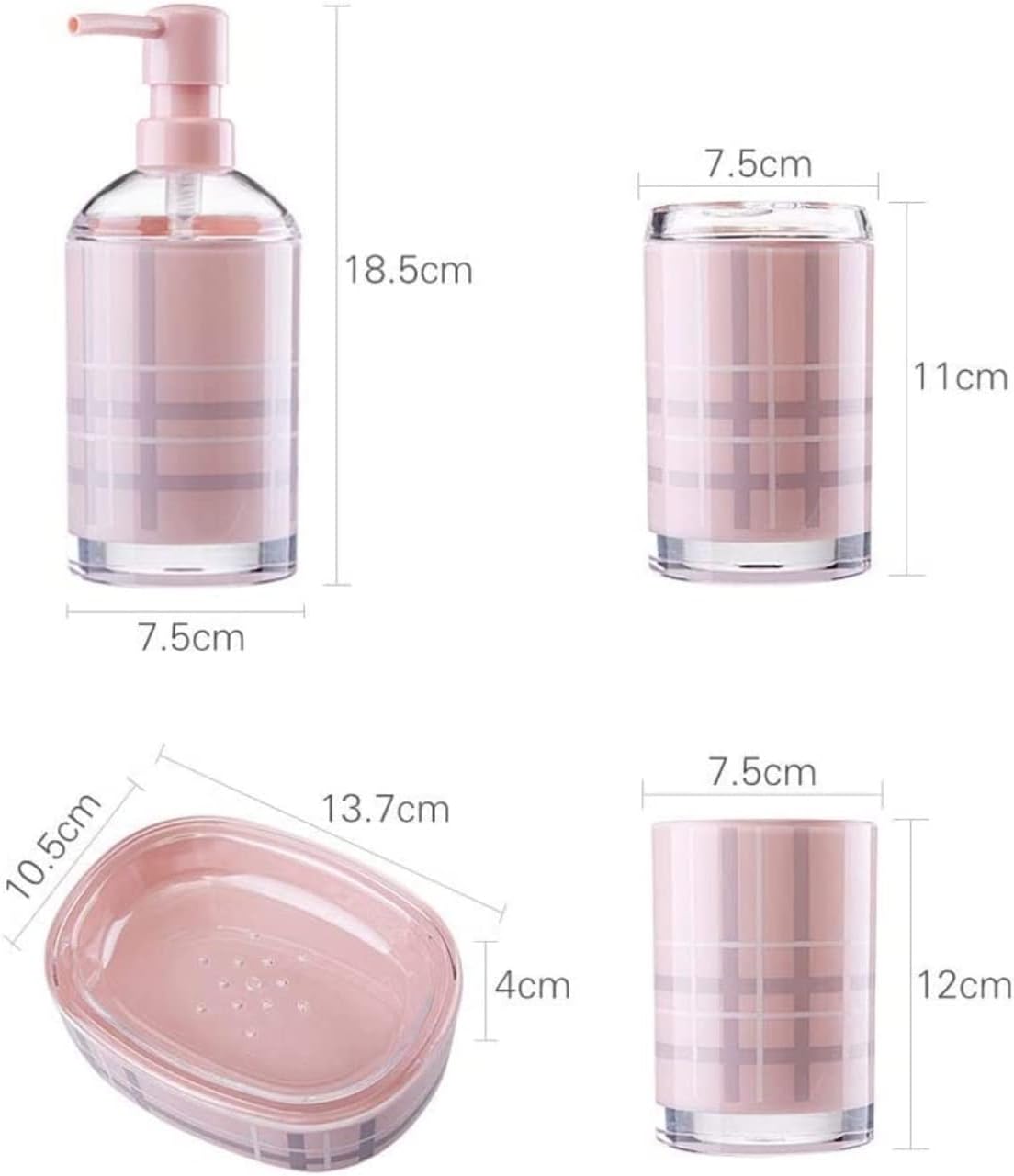 Vanity Bathroom Decor, Bathroom Accessory Sets Modern Design 4-Piece Bath Set Lotion Bottles Toothbrush HolderTooth Mug Soap Dish Housewarming Gift(Grey)