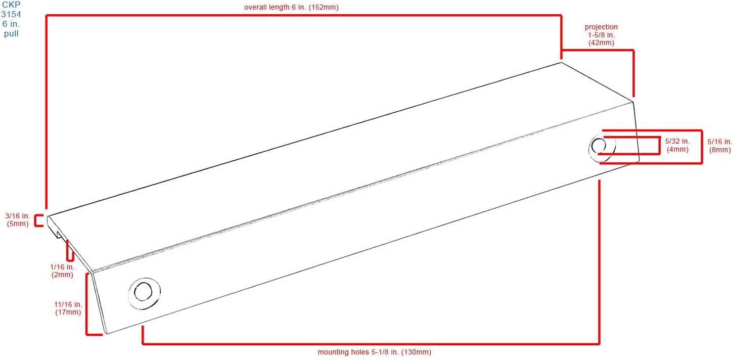 #3154-6 in. CKP Brand Edge Pull, Brushed Satin Nickel - 10 Pack