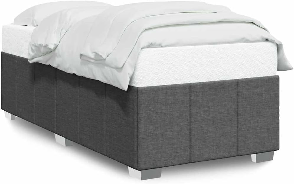 Modern Twin Bed Frame with Dark Gray Polyester Upholstery, Engineered Wood and Plywood Construction for Sturdy Support, Breathable Fabric for Enhanced Comfort, Easy Assembly