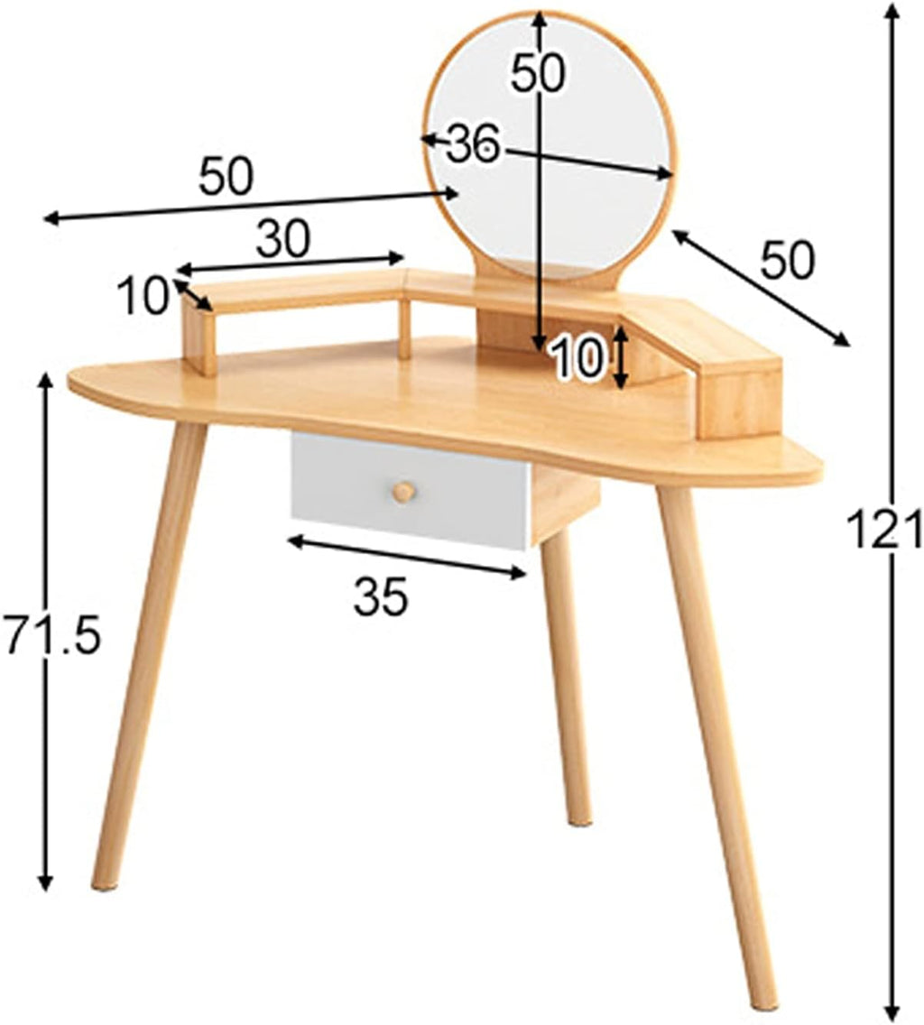 UNNS Makeup Dressing Table Modern Vanity Table Vanity Hair Styling Table with 1 Drawers Corner Dressing Table Makeup Desk for Home Bedroom Decor Gift， Wood Vanities for Makeup