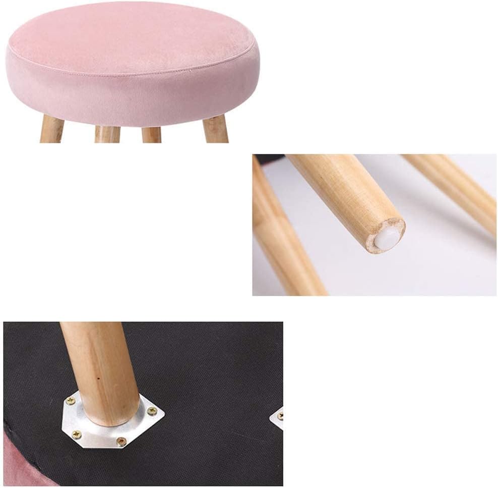 BTZHY Vanity Chair,Home Creative Makeup Stool with Solid Wood Frame Small Bench Velvet Upholstered Footstool Round Pouffes Chair Sitting