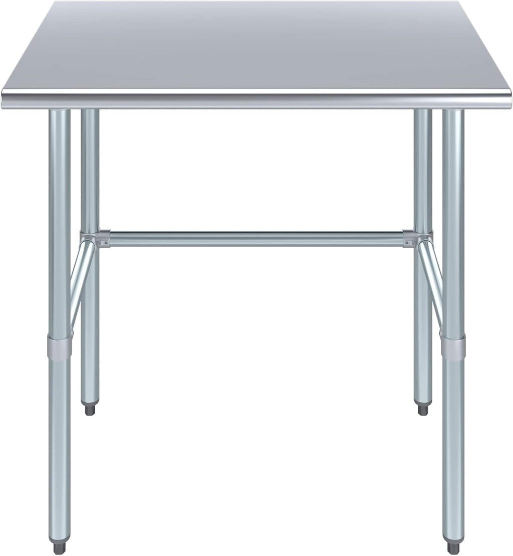 24' x 36' Open Base Stainless Steel Work Table – NSF Certified Compact Commercial Utility Table with Galvanized Legs for Kitchens, Labs & Food Trucks