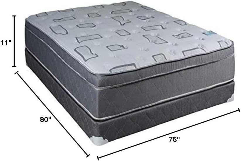 DS Solutions USA Natural Trophy King Size Medium Plush PillowTop Mattress Set with Metal Bed Frame - Sleep System with Enhanced Foam Encased Support, Orthopedic, Innerspring Coils