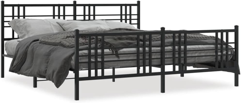 Black Steel Full Bed Frame Rectangular Traditional Metal Bed Frame with Underbed Storage for Master Bedrooms and Guest Spots, Sturdy Support and Classic Design