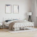Metal Bed Frame Queen Platform Bed Frame with Footboard White Sturdy Steel Construction 59.1'x78.7' Underbed Storage for Bedroom Guest Room