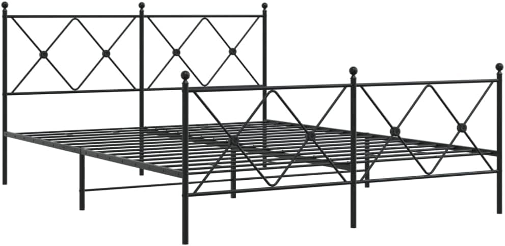 Queen Metal Bed Frame Steel Platform Bedframe with Footboard and Underbed Storage Space Black 59.1'x78.7' for Bedroom Furniture