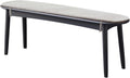 Mid Century Modern Dining Bench with Cushion, Narrow Entryway Bench with Rounded Corner, Solid Wood End of Bed Bench, Upholstered Bench for Dining Room Hallway Living Room Bedroom