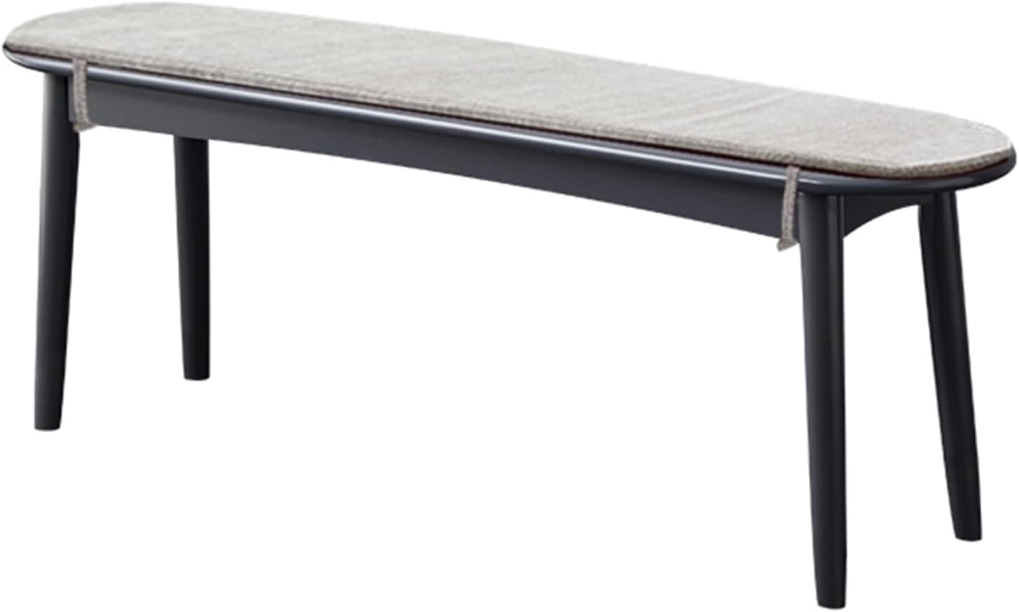 Mid Century Modern Dining Bench with Cushion, Narrow Entryway Bench with Rounded Corner, Solid Wood End of Bed Bench, Upholstered Bench for Dining Room Hallway Living Room Bedroom