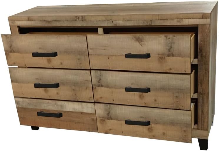 Best Quality Furniture 3 Piece Weathered Brown Pine Wood Bedroom Set in King