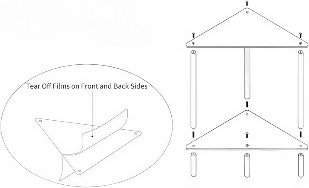 Acrylic Corner Shelf End Table Plant Stand, Clear Side Table Dresser Organizer, Vanity Stand for Counter