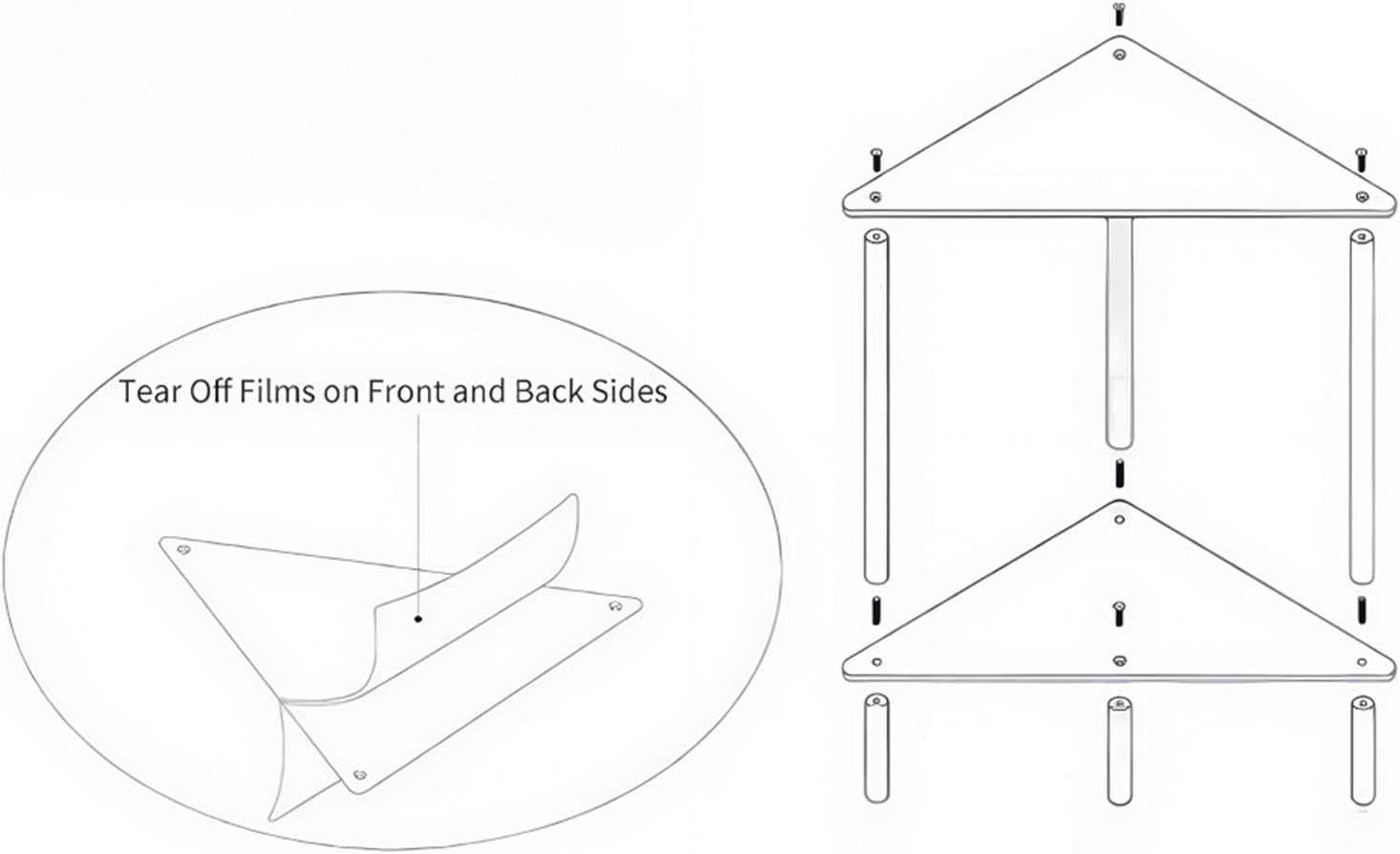 Acrylic Corner Shelf End Table Plant Stand, Clear Side Table Dresser Organizer, Vanity Stand for Counter