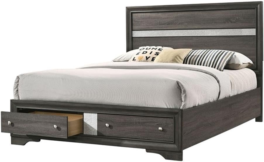 Furniture of America FOA Laren Contemporary 3-Piece Gray Wood Bedroom Set - King + 2 Nightstands