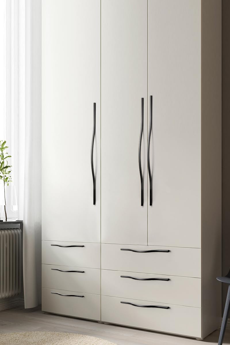 Goo-Ki Low Profile Matte Black Cabinet Pulls, Double Hole Centers (17.6''/18.9'') Zinc Alloy Handle for Drawer Cupboard Wardrobe,6 Packed