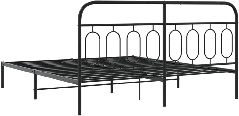 Metal Bed Frame with Headboard Black 76'x79.9' Queen Platform Bedframe Steel Construction Sturdy Bed Frame with Underbed Storage Space for Bedroom Guest Room