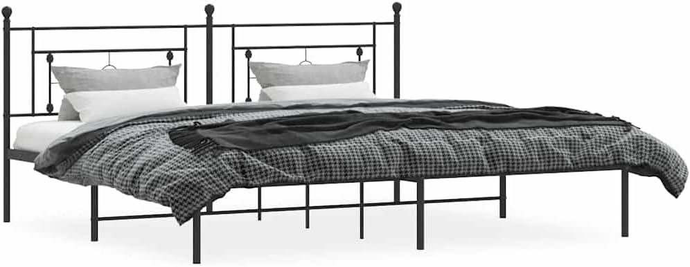 Double Bed Frame with Storage, Black Powder-Coated Steel Platform Bed Frame for Bedroom, Modern Minimalist Design