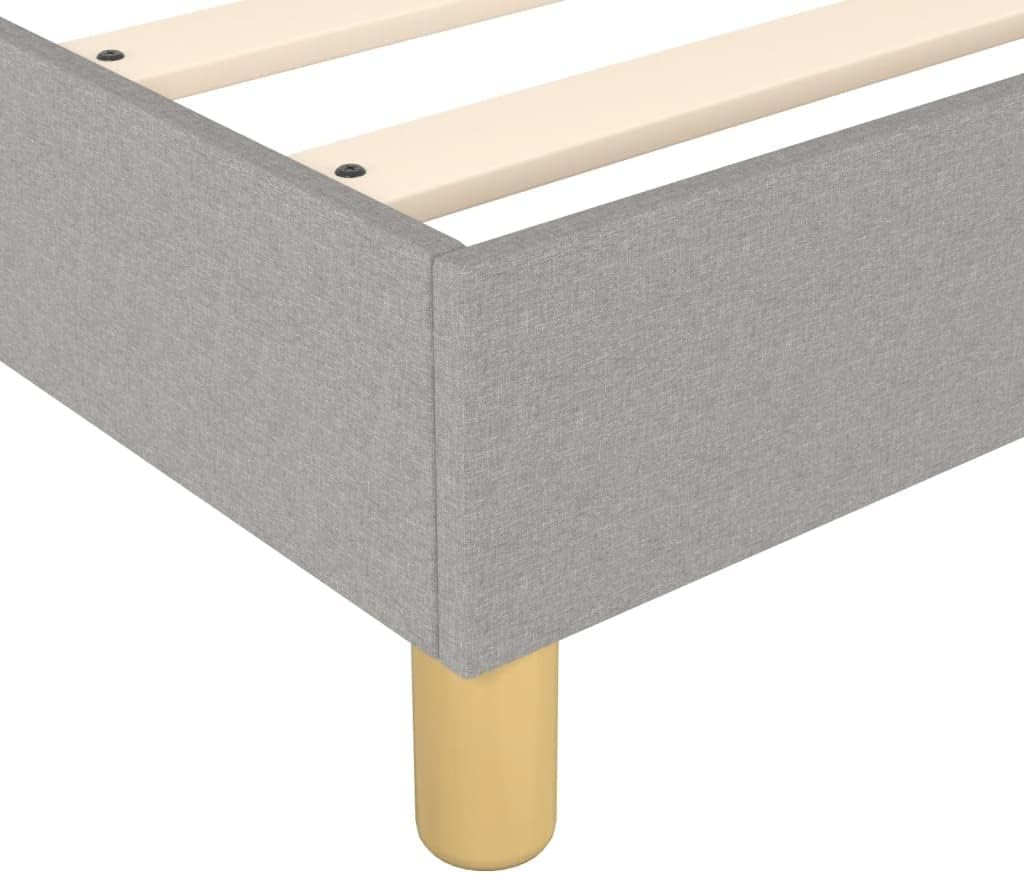Light Gray Twin Bed Frame with Upholstered Fabric Headboard, Sturdy Plywood and Engineered Wood Construction for Modern Bedrooms, Easy Assembly and Space-Saving Design,