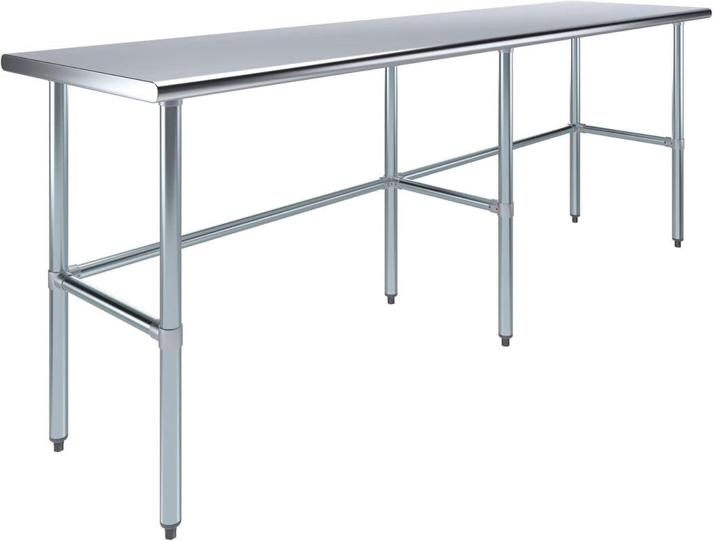 Stainless Steel Open Base Work Table | NSF Metal Prep Table & Utility Bench (96' x 24')