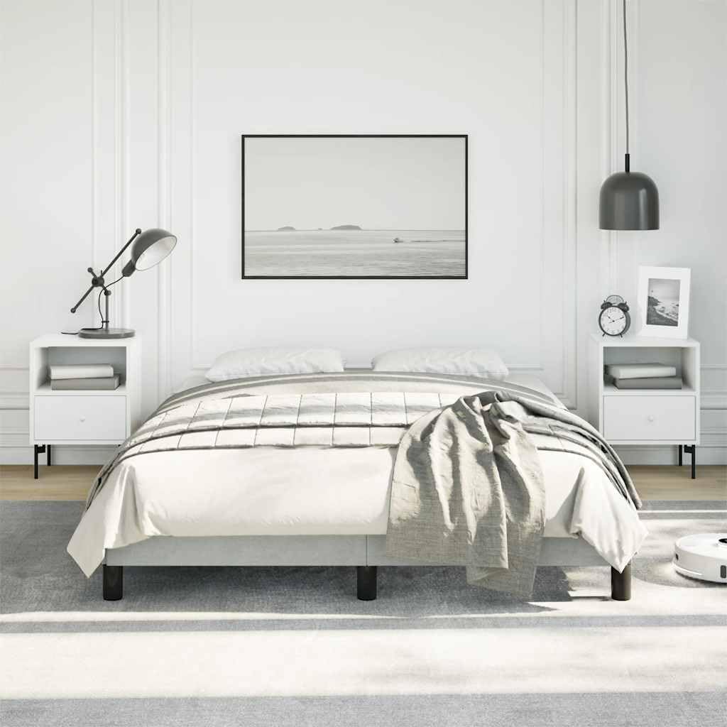 Light Grey Full Velvet Bed Frame with Plush Finish, Spacious 54 x 75 Inch Frame for Modern Bedroom, Minimalist Design, Luxurious Velvet Material, Easy Maintenance,