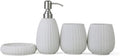 Vanity Bathroom Decor, Bathroom Accessory Set Stone Effect Bathroom Set 4 Piece Bath Ensemble for Decor and Housewarming Gift Set Housewarming Gift(Grey)