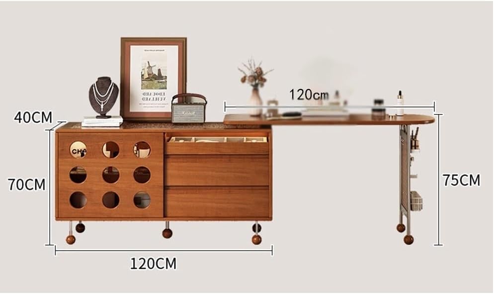 Vanity Table Chic Vintage French Style Expandable Makeup Vanity Perfect for Bedroom Corner Storage