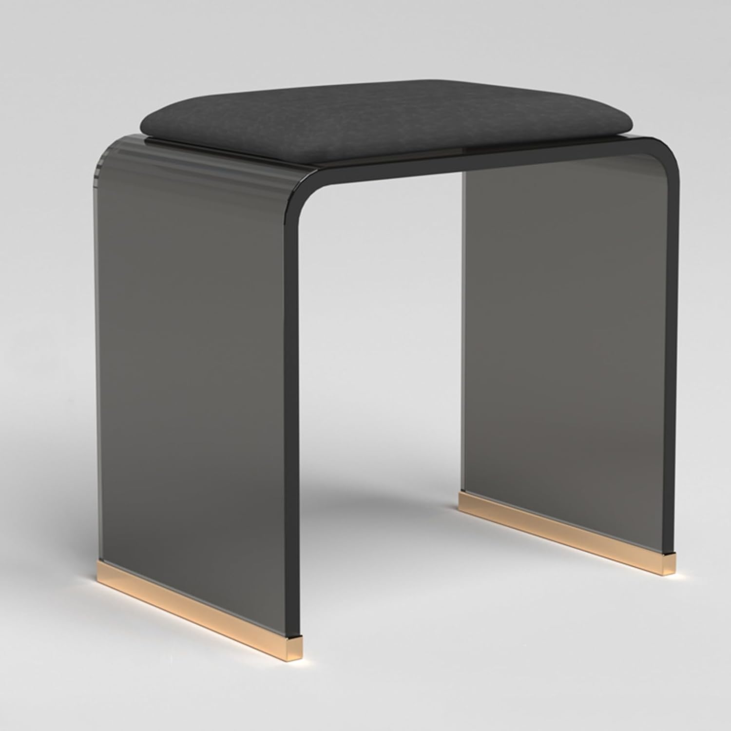 Clear Acrylic Stool with Velvet Cushion, Modern Padded Vanity Dressing Stool, Small Entryway Bench for Bedroom Room Living Room Office, No Assembly Required(H45cm/17.7in, Black+Black)