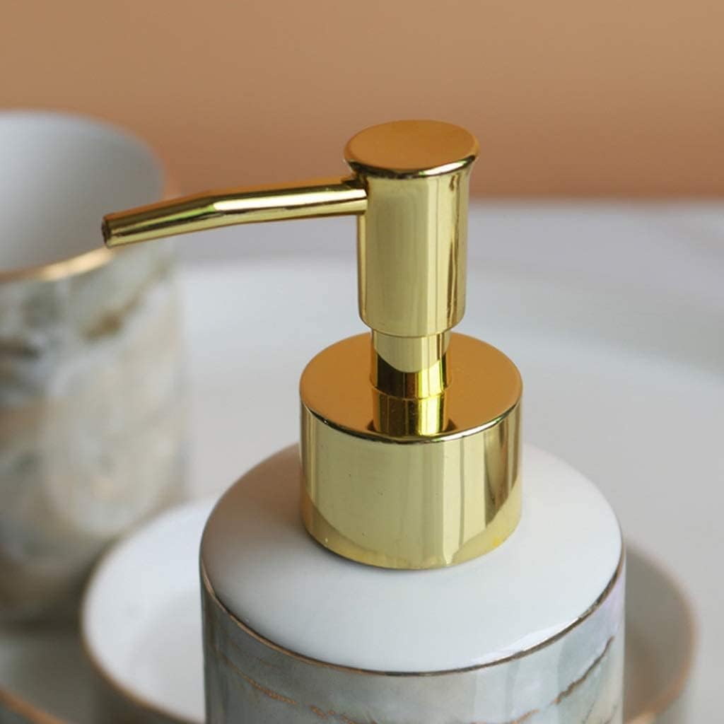 Vanity Bathroom Decor, 6Pcs Ceramic Bathroom Accessory Set Soap Dispenser Soap Dish Mouthwash Cup Toothbrush Holder Toiletries Set Housewarming Gift
