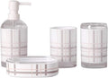 Vanity Bathroom Decor, Bathroom Accessory Sets Modern Design 4-Piece Bath Set Lotion Bottles Toothbrush HolderTooth Mug Soap Dish Housewarming Gift(White)