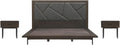 HomeStock King Size Bed Frame Set Oak WoodFaux Leather Bedroom Furniture