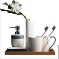Vanity Bathroom Decor, 6-Piece Ceramic Bathroom Accessories Set Tumbler Soap Dish Tray Vase Soap Dispenser Set Housewarming Gift